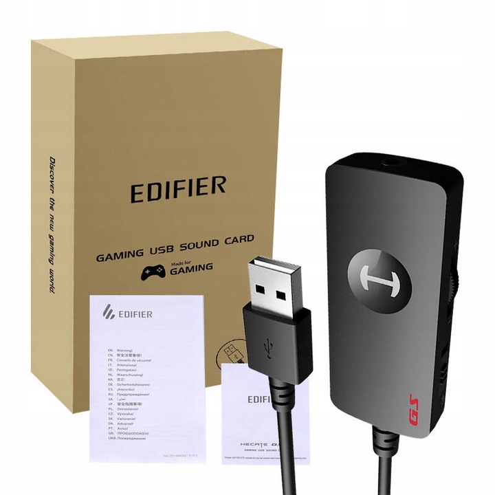 EDIFIER KOMPATYBILNA ZEWNĘTRZNA KARTA DŹWIĘKOWA GS01 USB-A 1.2M CZARNA