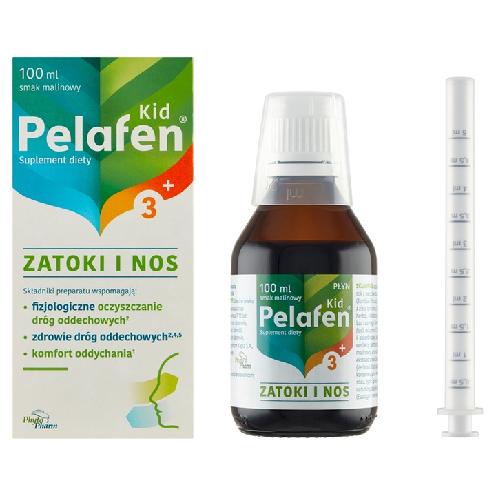 Phytopharm Pelafen KID 3+ Zatoki i Nos 100 ml płyn malinowy