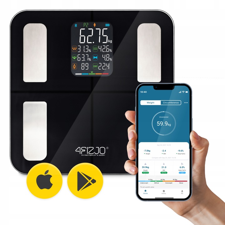 WAGA ŁAZIENKOWA ANALITYCZNA ELEKTRONICZNA POMIAR TŁUSZCZU BMI SZKLANA