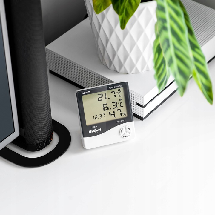 Stacja pogodowa bezprzewodowa na baterie termometr zegar Rebel