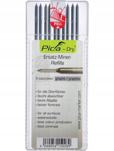 Wkłady Pica Dry znacznik marker budowlany, Ołówek precyzyjny grafitowy 10sz
