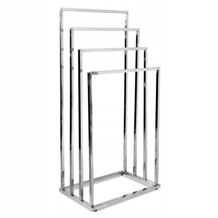 WIESZAK STOJĄCY NA 4 RĘCZNIKI STOJAK METALOWY CHROM ŁAZIENKOWY WOLNOSTOJĄCY