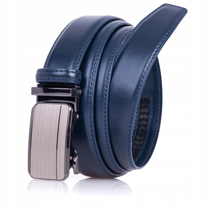 Pasek Męski Skórzany GRANATOWY klamra automatyczna