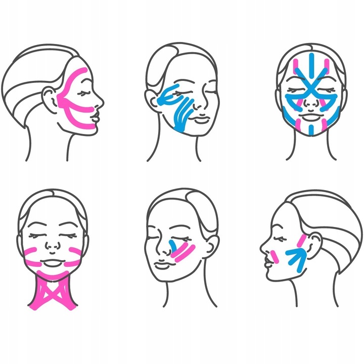 4x FACE TAPE TEJPY DO TAPINGU TWARZY TAŚMA KINEZJOLOGICZNA PLASTRY 2,5