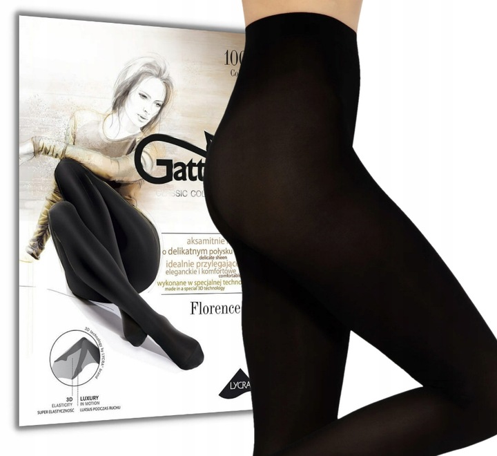 RAJSTOPY GATTA FLORENCE 100 DEN 4-L NERO