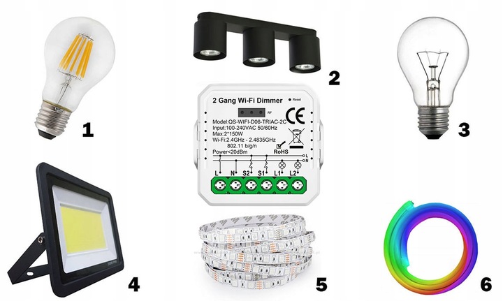 Mini Ściemniacz Wifi 2 kanały sterownik oświetlenia dopuszkowy TUYA