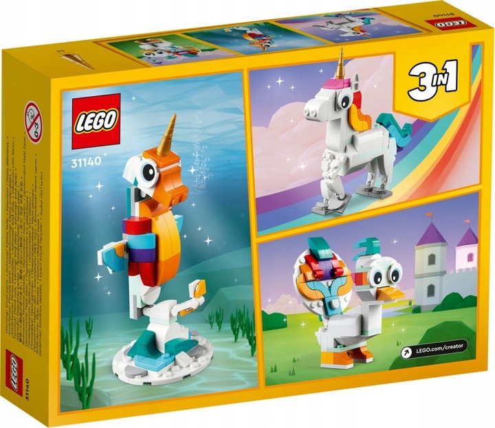 LEGO Creator 3w1 Magiczny jednorożec 31140 + Urodzinowy niedźwiedź 30582