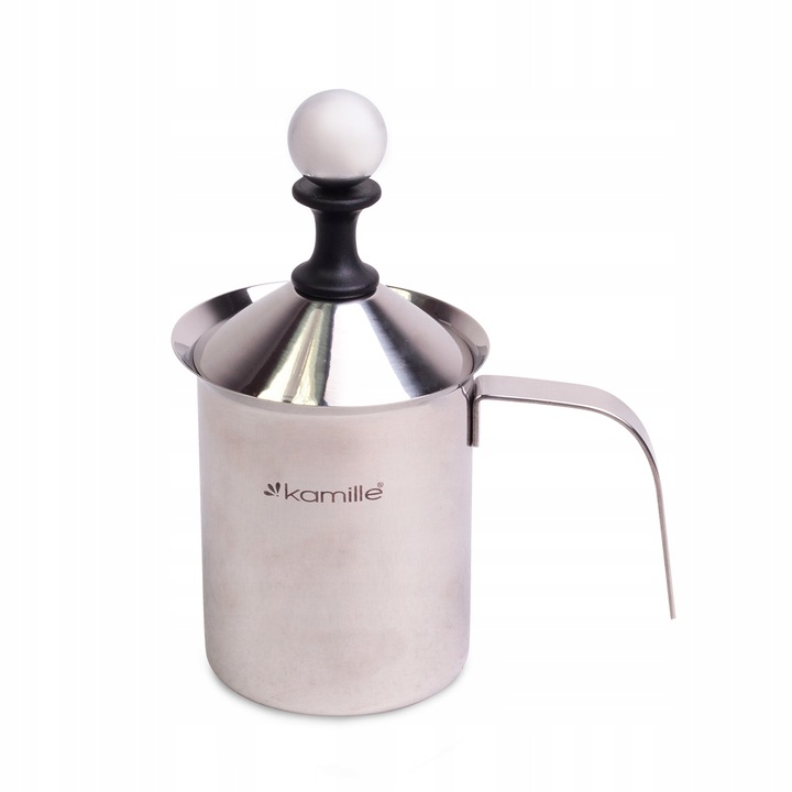 SPIENIACZ DO MLEKA RĘCZNY STALOWY GARNEK UBIJAK 400 ML