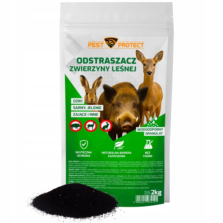 ODSTRASZACZ ŚRODEK NA DZIKI DZIKÓW SARNY ZAJĄCE NATURALNY GRANULAT 2KG