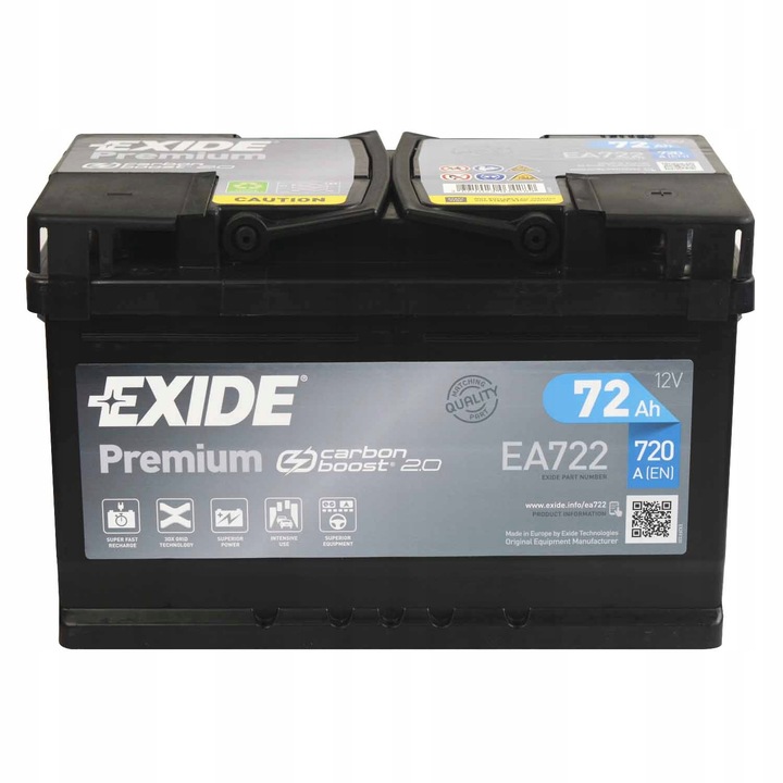 AKUMULATOR SAMOCHODOWY EXIDE PREMIUM 72AH 720A 72 AH EA722