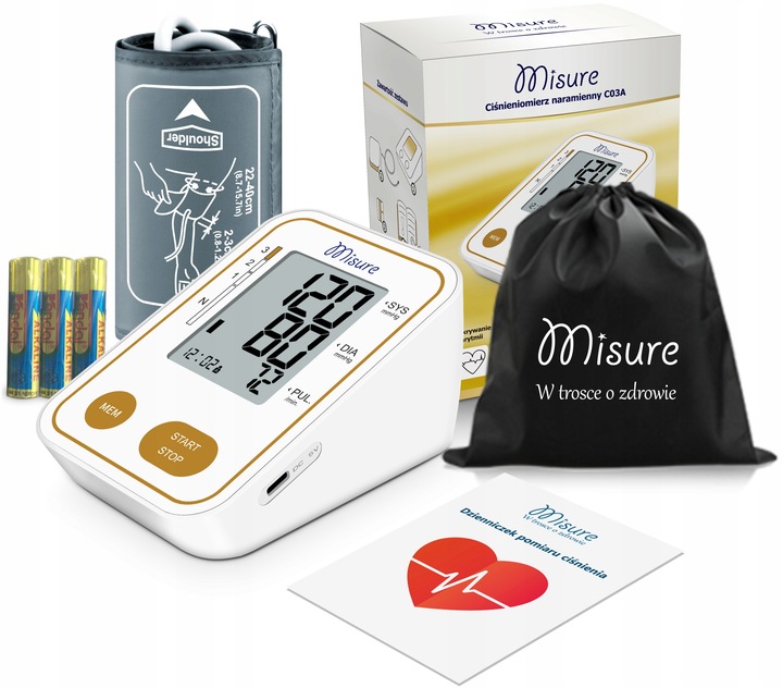 Ciśnieniomierz naramienny Misure C03A Arytmia USB Etui Duży Mankiet
