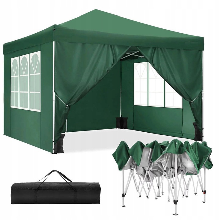 PAWILON OGRODOWY EKSPRESOWY NAMIOT HANDLOWY 3x3m AUTOMATYCZNY + 4
