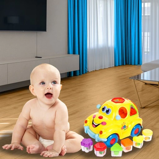 AUTO SORTER SAMOCHÓD Z KLOCKAMI NA BATERIĘ AUTKO WESOŁEK DLA DZIECI KLOCKI