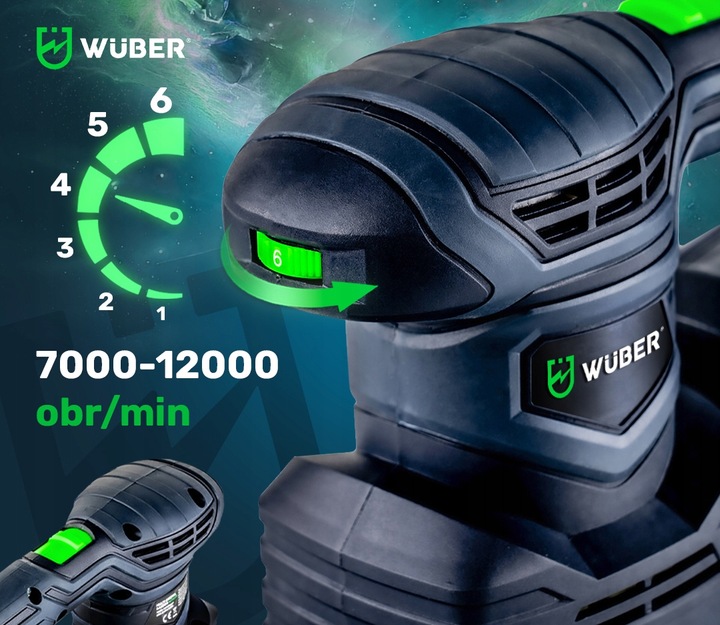 SZLIFIERKA MIMOŚRODOWA OSCYLACYJNA ELEKTRYCZNA WUBER Z REGULACJĄ 3w1 1300W