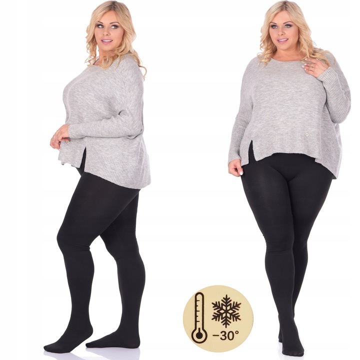 Rajstopy POLAR -30* OCIEPLANE zimowe wyszczuplające MOCNO KRYJĄCE PLUS SIZE