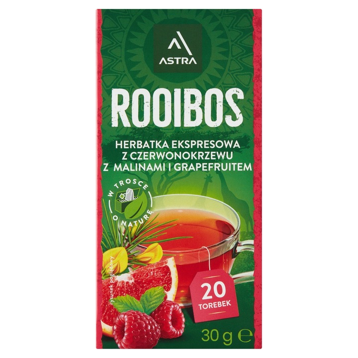 Herbata ziołowa w torebkach Astra Rooibos malina i grapefruit 20szt x20