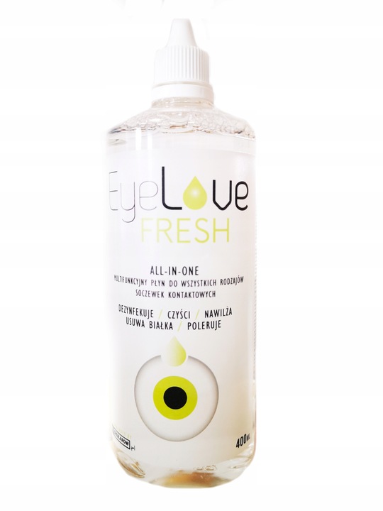 Płyn do soczewek z hialuronianem sodu EyeLove Fresh 400 ml +pojemnik