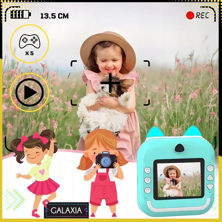 MINI DRUKARKA DRUKUŚ TERMICZNA APARAT NATYCHMIASTOWY DLA DZIECI i 11 ROLEK