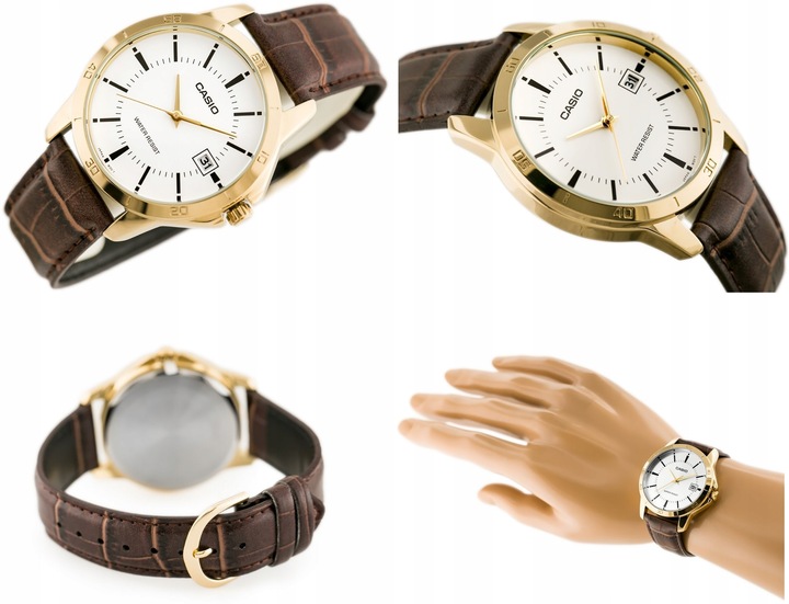 ZEGAREK MĘSKI CASIO GUARD +BOX +GRAWER datownik skórzany brązowy