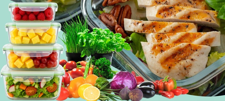 4x POJEMNIK NA ŻYWNOŚĆ SZKLANY ZESTAW POJEMNIKI SZKLANE Z POKRYWĄ