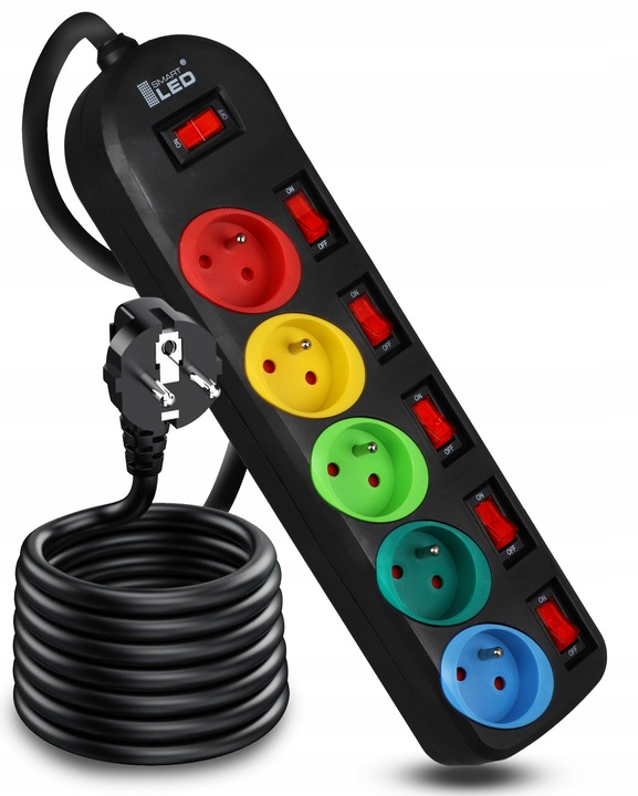Przedłużacz Listwa Zasilająca 2 Metry 5 Gniazd 230V z Włącznikiem