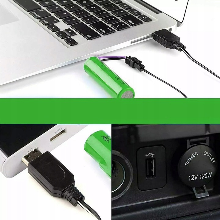 BATERIA AKUMULATOR LI-ON 3,7V 800MAH Z WTYCZKĄ SM-2P USB DO SAMOCHODÓW