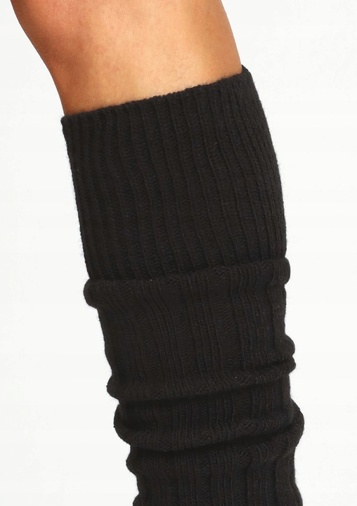 Getry Damskie na Nogi Wełna Ocieplacze na Łydki Ciepłe Cerber CZARNE