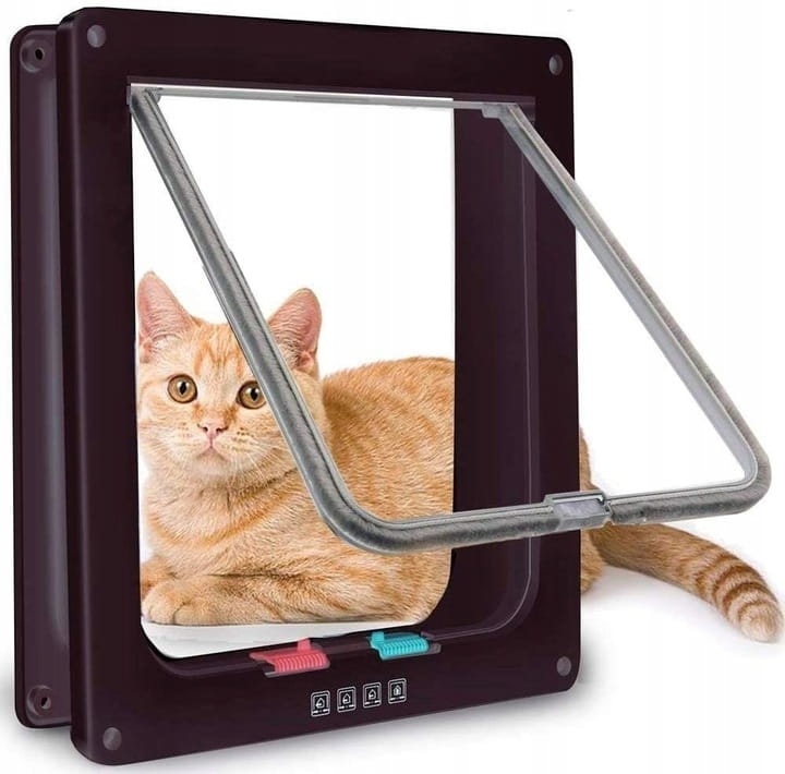 DRZWI Z KLAPĄ DLA PSA KOTA DRZWICZKI WAHADŁOWE KLAPA 4 SPOSOBY BRĄZ L