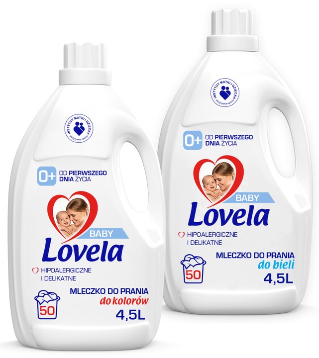 Lovela Zestaw Baby Mleczko hipoalergiczne do prania bieli i koloru 2x 4,5 L