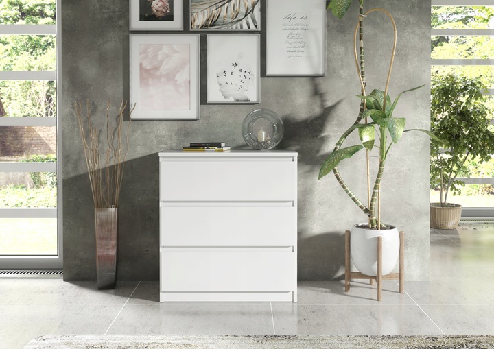 SZAFKA 3 SZUFLADY BIAŁA NOWOCZESNA DO SALONU SYPIALNI MEBLE OD