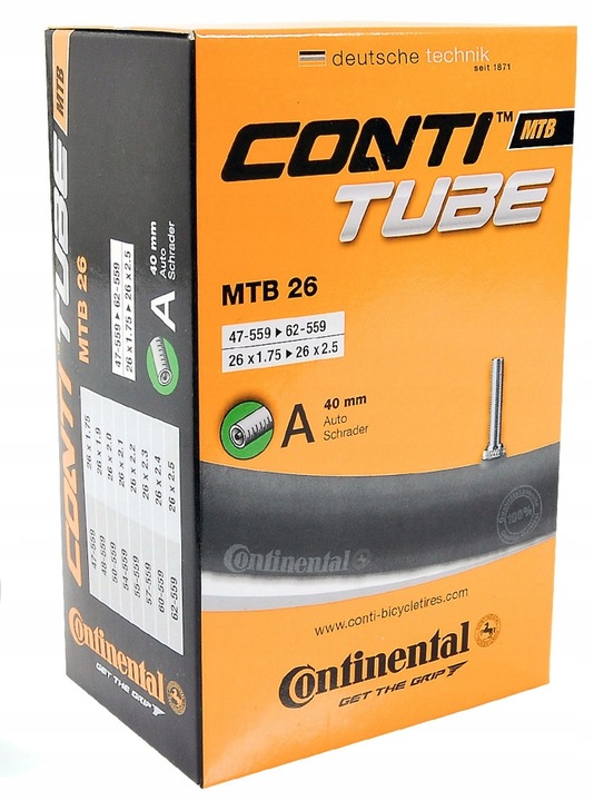 Dętka rowerowa MTB Continental 26 x 1,75 - 2,5 47/62-559 ZESTAW 2 sztuk