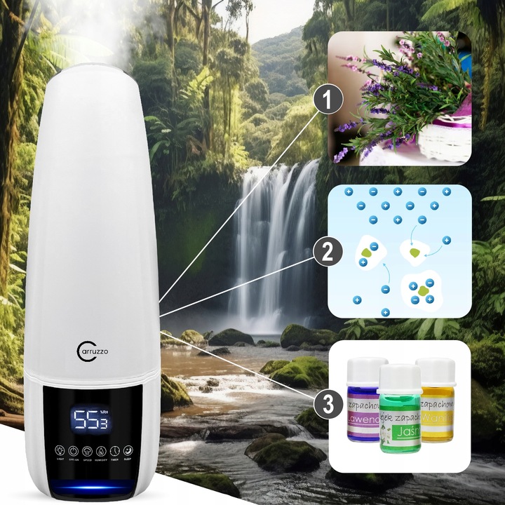 Nawilżacz powietrza DUŻY AUTOMATYCZNY AROMATERAPIA 4w1 3 OLEJKI FILTR PILOT