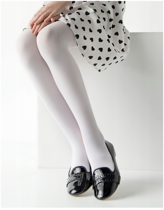 Rajstopy Dziewczęce Grubsze 40DEN Białe Microfibra na Komunię MORAJ 116-122