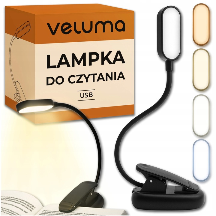 Lampka do Czytania Książek LED USB Przenośna Mocowanie Klips Nocna 4w1