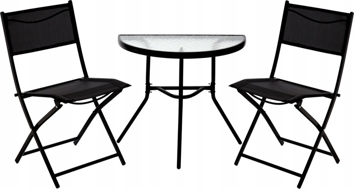 ZESTAW MEBLI BALKONOWYCH DO OGRODU 2x KRZESŁA SKŁADANE + STÓŁ