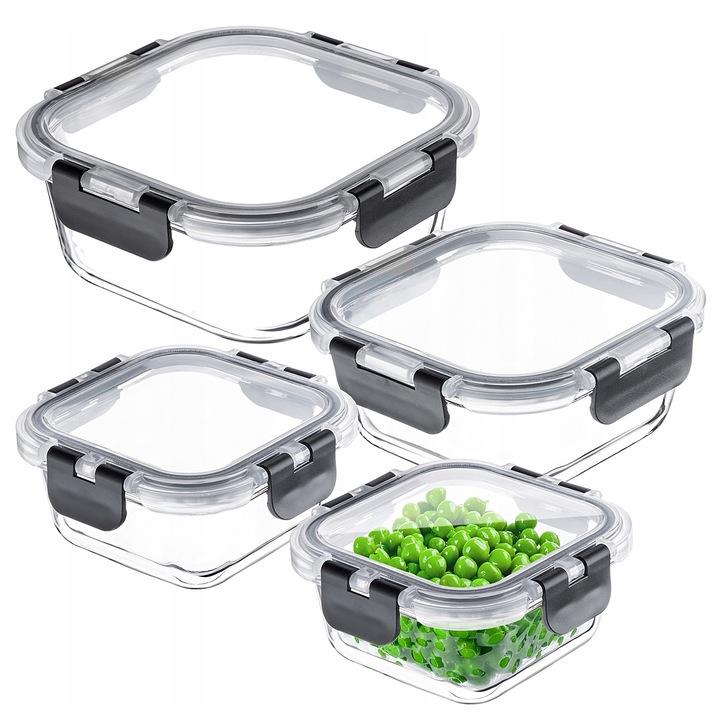POJEMNIKI NA ŻYWNOŚĆ SZKLANY ZESTAW POJEMNIKÓW SZKLANE PUDEŁKO