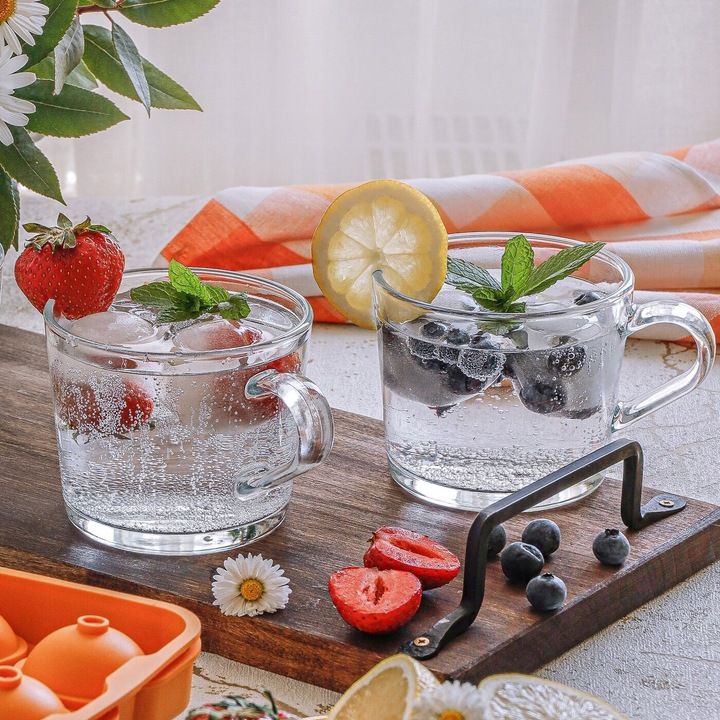 6x SZKLANE KUBKI DO KAWY szklanki do herbaty zestaw kubków Z UCHEM Tadar