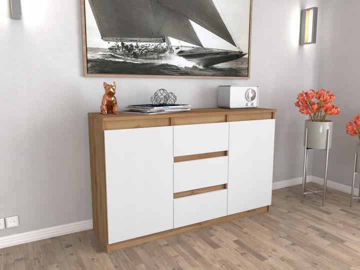 Komoda WOTAN BIALA z szufladami Duza Szafka AGA 120cm do Sypialni