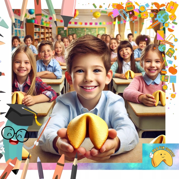 Ciasteczka z wróżbą szkolne dla uczniów dzieci pozytywny komplement 50