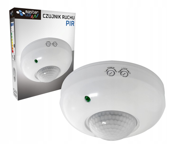 CZUJNIK RUCHU ZMIERZCHU natynkowy LED sufitowy PIR