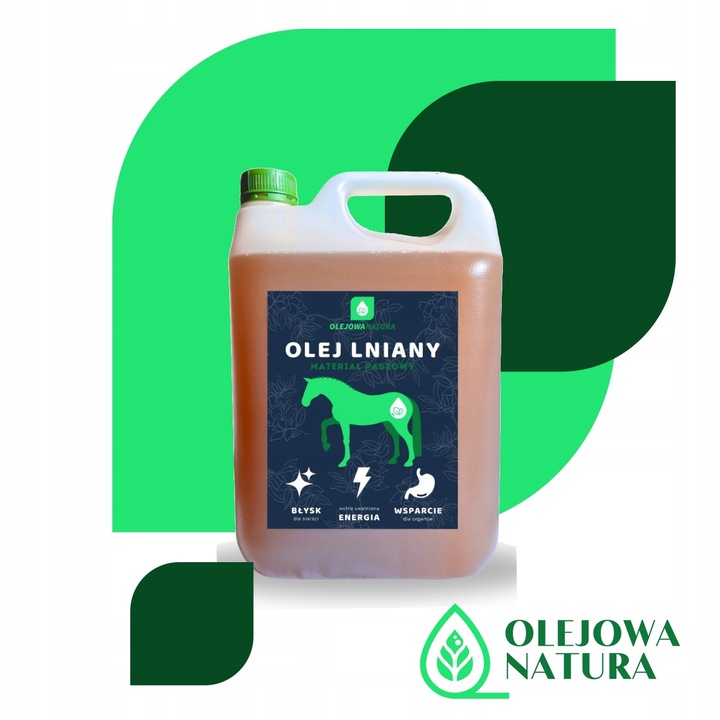 OLEJ LNIANY DLA KONI 5L PASZA DLA ZWIERZĄT + STRZYKAWKA
