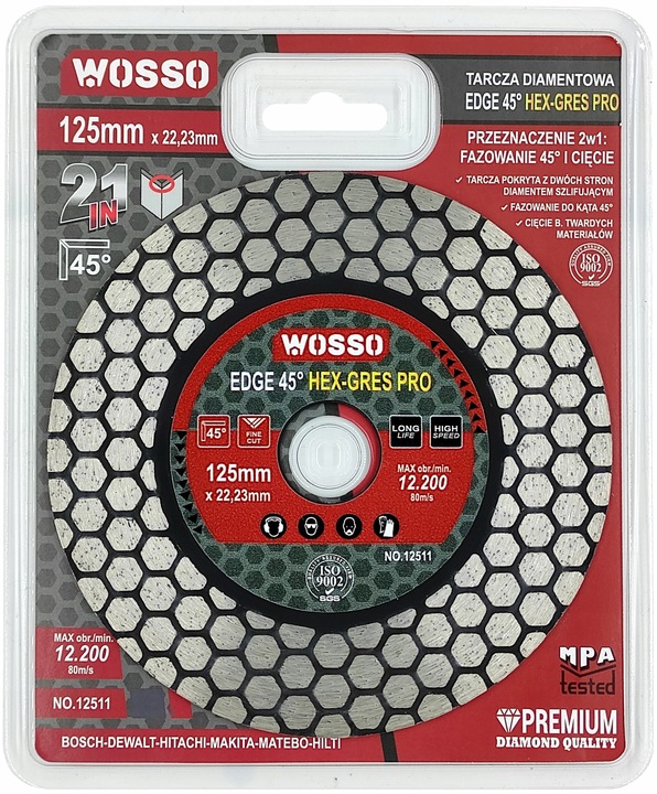 Tarcza DIAMENTOWA 125 do CIECIA pod katem 45 stopni gresu PERFECT Gres