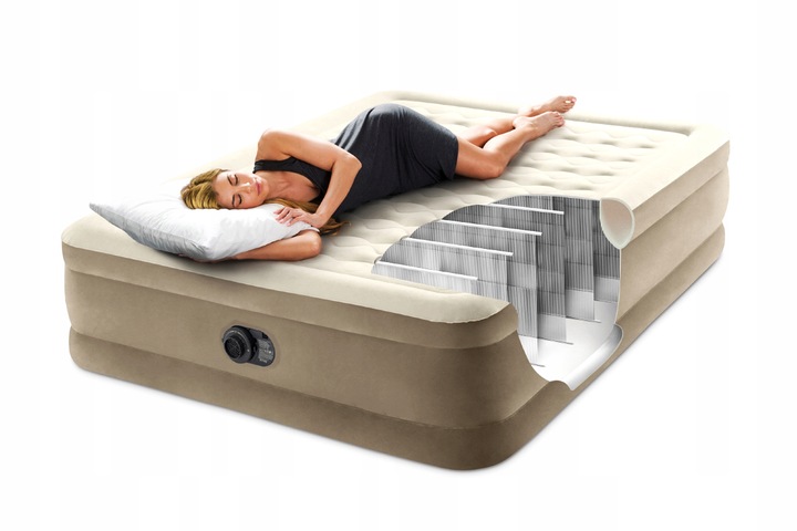 MATERAC DWUOSOBOWY Z WBUDOWANĄ POMPKĄ 152x203x46cm INTEX 64428ND