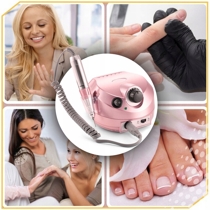 FREZARKA DO PAZNOKCI MANICURE PEDICURE 65W PROFESJONALNA MOCNA zestaw frezy