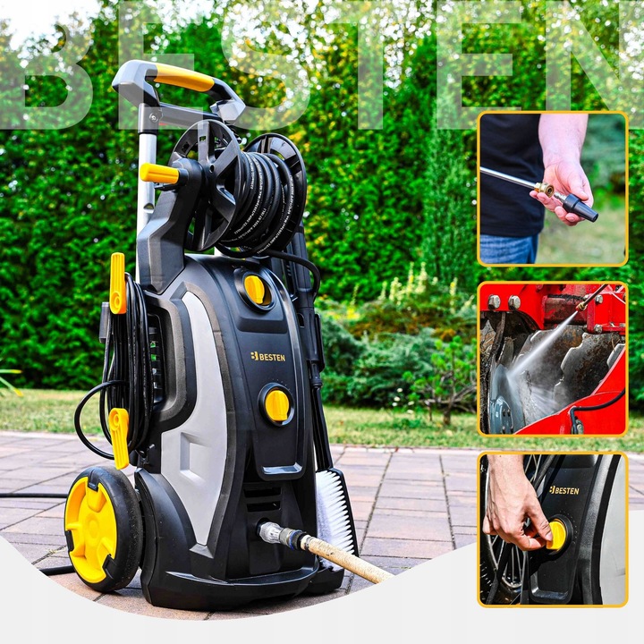 Myjka ciśnieniowa pompa mosiężna 3200W Indukcja 350bar ZESTAW PRO