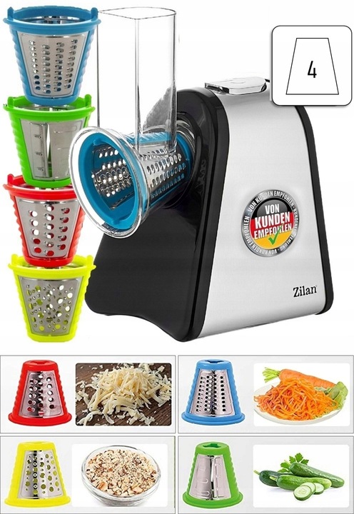 SZATKOWNICA ELEKTRYCZNA ROZDRABNIACZ DO WARZYW OWOCÓW 4 KOŃCÓWKI 200W