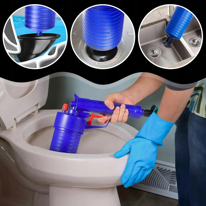 PISTOLET DO UDRAŻNIANIA RUR PRZEPYCHACZ WC TOALET ZLEWU KRET HYDRAULICZNY