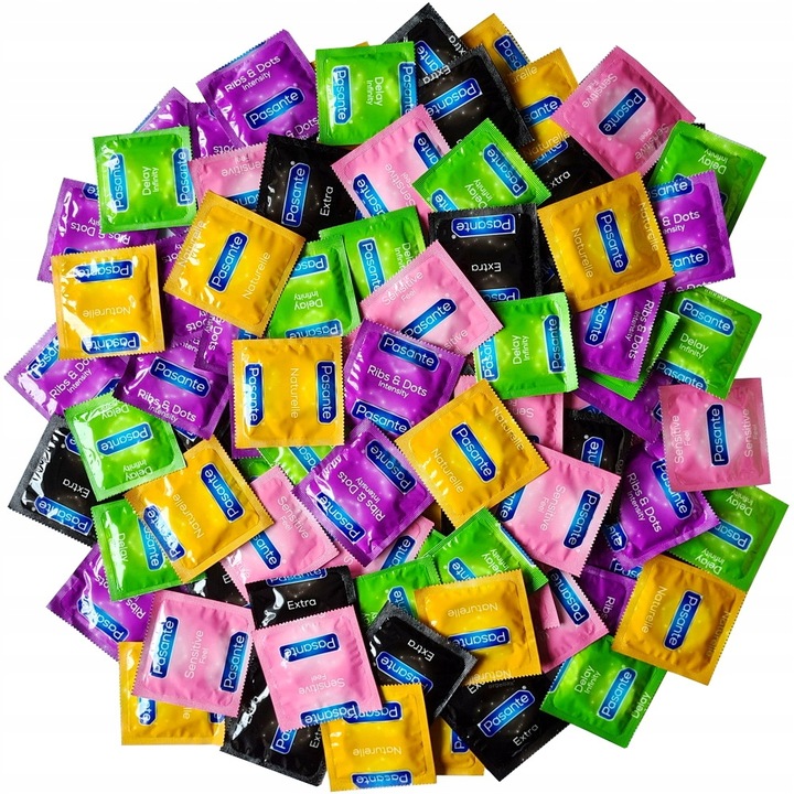 100 sztuk PREZERWATYWY PASANTE MIX 5 RODZAJÓW EXTRA DELAY RIBS