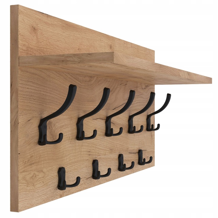 Wieszak na ubrania ścienny panelowy 9 haków 70x40 Biały