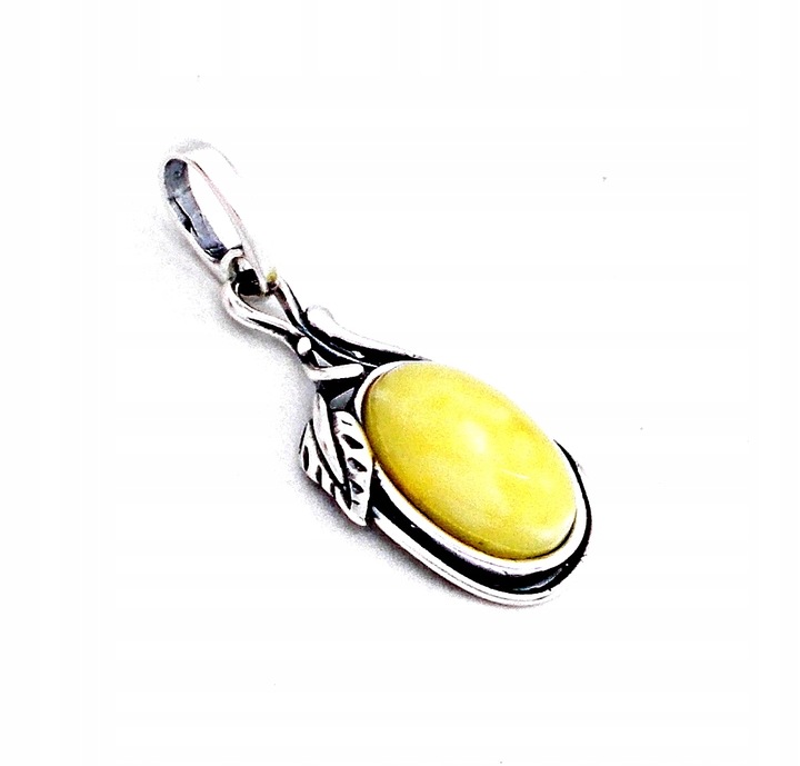 SREBRNY WISIOREK Z BURSZTYNEM